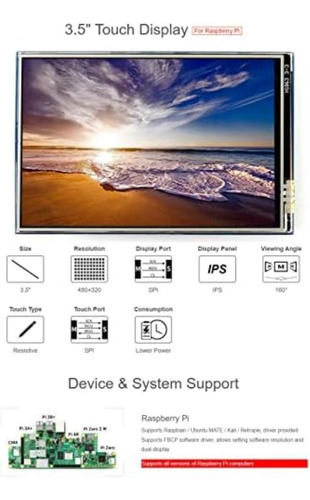 Pantalla Táctil Resistiva Waveshare De 3,5 Pulgadas Compatib