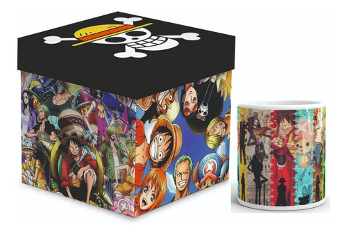 One Piece Taza Anime Con Caja De Madera Para Regalo 