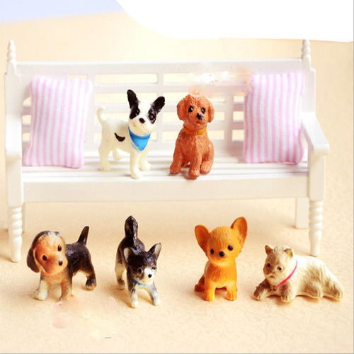 6x Figura De Cachorro Gato De Simulación En Miniatura