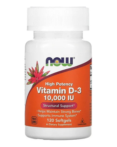 Now Foods Vitamina D-3 250 Mcg (10000 Ui) 120 Softgels
