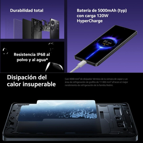 Xiaomi Note 13 Pro Plus 5g 512gb 12gb Ram Dual Sim Nfc Ip68 Cámara 200mpx Mediatek Dimensity 7200 Ultra 2.8ghz Gorilla Glass Victus Gran Batería 5000mah Color Negro