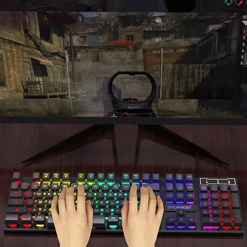 Kit Teclado E Mouse Gamer Led Rgb Com Fio Usb Anti-ghosting