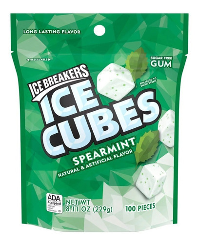 Ice Breakers Ice Cubes Spearmint Sin Azúcar 229g