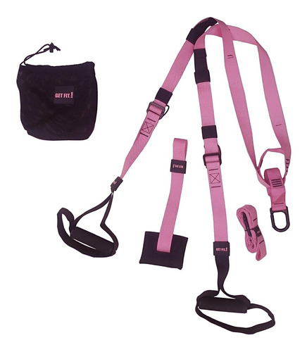 Sistema De Bandas En Suspension Get Fit Rosa Fitnes + Bolso 