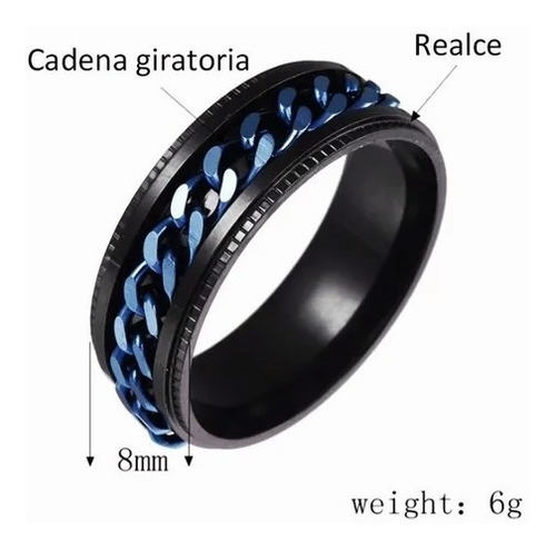 Anillo Con Cadena Giratoria Joyería Para Hombre Y Mujer