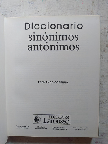 Diccionario Sinonimos Antonimos Fernado Corripio