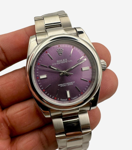 Reloj Automatico Oyster 36mm Dama Morado Cristal Zafiro (Reacondicionado)