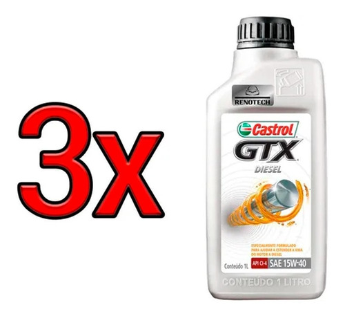 Oleo Castrol 15w40 Ci-4 Gtx Diesel Mineral 3x 3394863