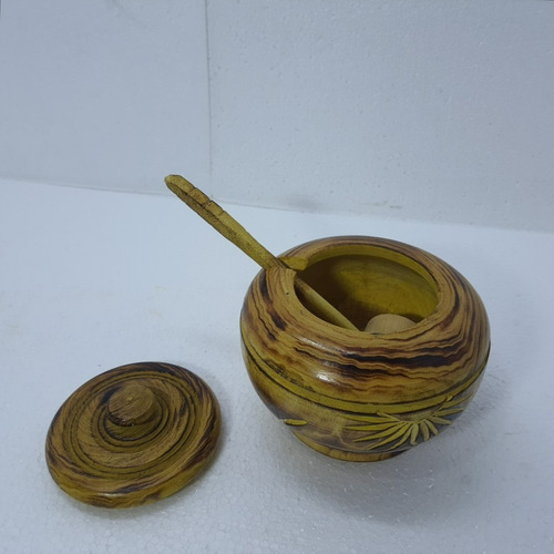 Imagem 5 de 10 de Farinheiro Madeira Feito Mão C/colher 15x3cm 660g Disponivel