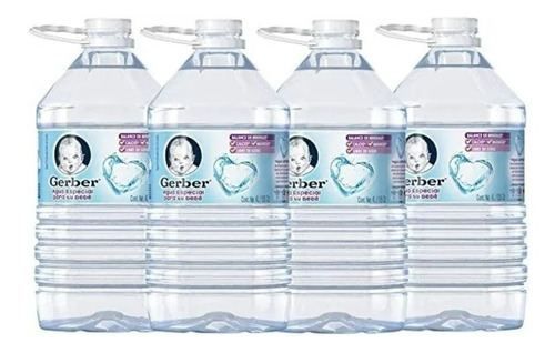 Agua Purificada Gerber Libre De Sodio 5 Piezas De 4l C/u
