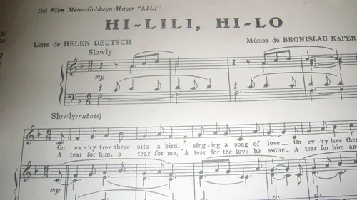 Partitura Piano Hi-lili, Hi-lo Musica De La Pelicula Lili (Usado)