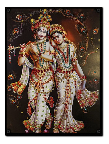 #1333 - Cuadro Decorativo 21 X 29 Poster Radha Krishna Hindú