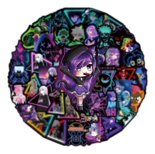 - 50 Pegatinas De Moda Con Luces De Neón De Anime For