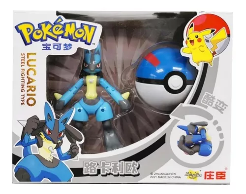 Brinquedo Pokemon Lucario Articulado Pokebola Tamanho Real