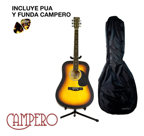 Guitarra Acustica Campero Guitarra Texana Sunburst Mate