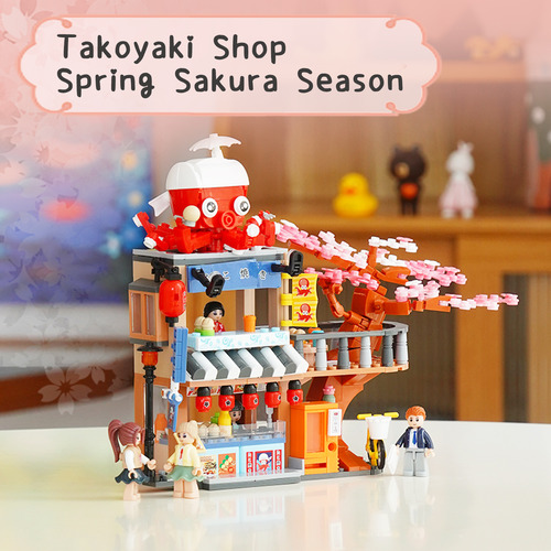 Set De Construcción De Tiendas Takoyaki, Modelo Japonés Crea