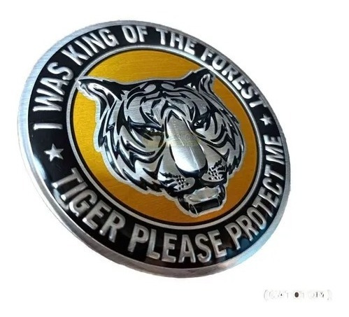 Emblema Adesivo Tigre Protetor C/ Letreiro Metal Auto Relevo