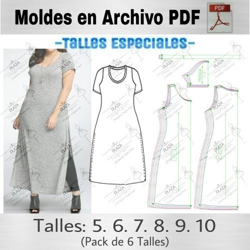 Moldes Patrones Imprimibles Vestido Talle Especial 5 Al 10