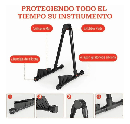Base Soporte Guitarra O Bajo Soporte De Pared Para Guitarra Negro