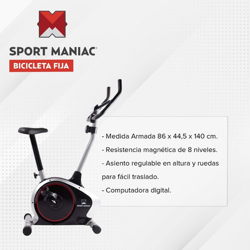 Bicicleta fija Sport Maniac SPM1001 tradicional color negro y gris