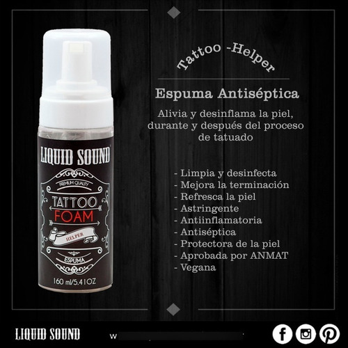 Imagen 1 de 8 de Tattoo Foam Liquid Sound Espuma Para Tatuajes X 160 Ml