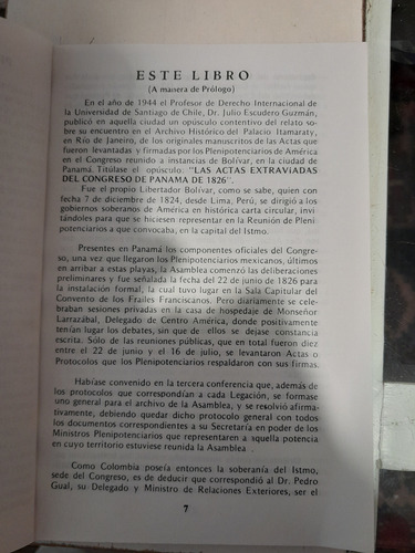 Bolivar En Panamá.génesis Yrealidad Del Pacto Americano 1826 (Usado)