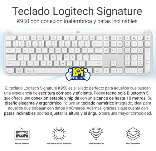 Teclado Inalámbrico Logitech Signature K950 Blanco