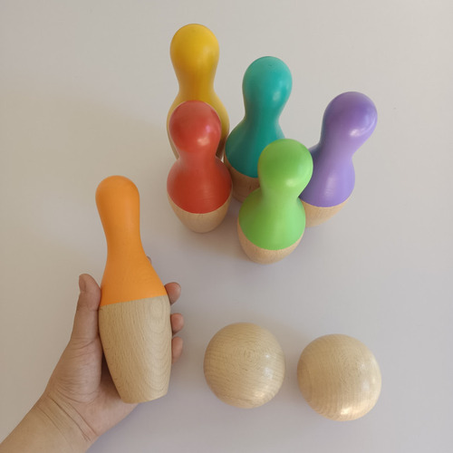 Juego De Bolos Grande For Niños, 10 Bolos, 2 Bolas De Vuelta