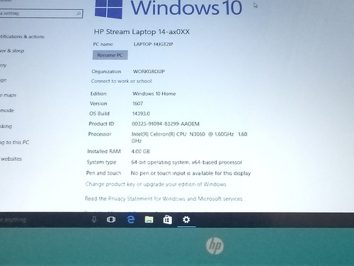 Hp Laptop 14 Intel Celeron 4gb Ram 32gb Ssd Windows 10 Azul Azul (Usado)
