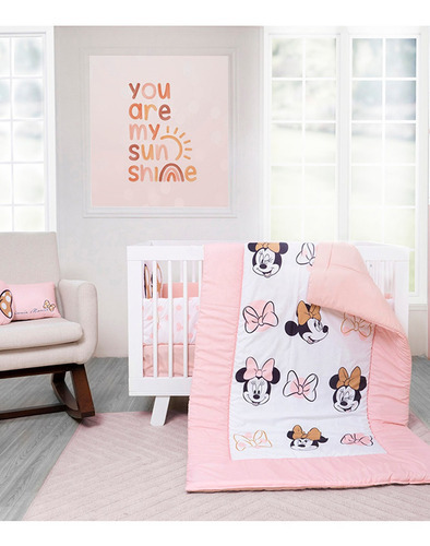 edredon para cuna cama cuna corral Adorable Minnie disney set de 6 piezas para cuna de 80 x 140 cm