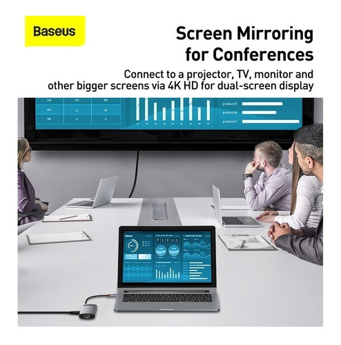 HUB TIPO C BASEUS 8 EN 1 (USB-C PD 100W / HDMI 4K / USB 3.0 X3 / RJ45 /SD / MICROSD)