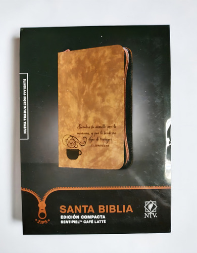 Biblia Compacta Ntv Imitación Piel Café Latté, Con Cierre