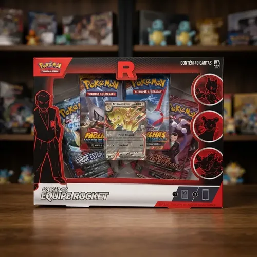 Box Pokémon Coleção Equipe Rocket Persian ex, Mewtwo ex, Nidoking