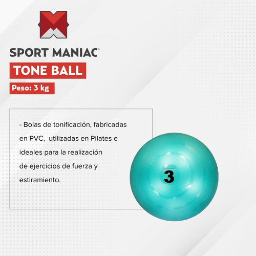 Imagen 3 de 4 de Pelota Con Peso Tone Ball 3 Kg Sport Maniac