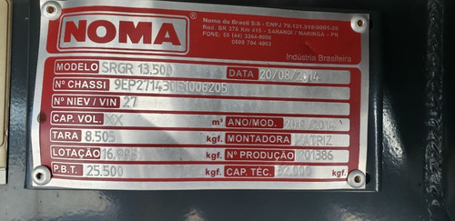 Graneleira Noma 2014/14 13,5mt./assoal.chapa/1,80tampa 6610