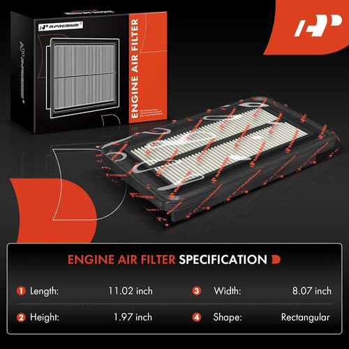 Filtro De Aire De Motor De 2 Piezas Compatible Con Acura Rlx