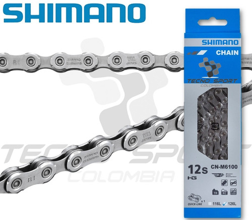 Imagen 2 de 7 de Cadenilla Shimano M6100 12v Cadena Bicicleta 12 Velocidades