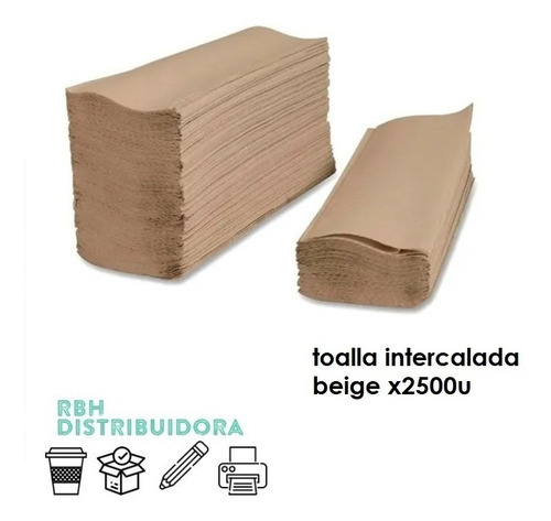 Imagen 2 de 6 de Toalla Intercalada De Papel Beige Para Manos Baño X2500u