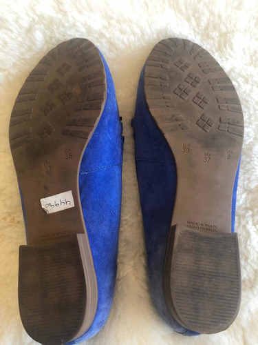 Loafers Mocasines Cuero Gamuza Azul Hebilla Via Uno 38 
