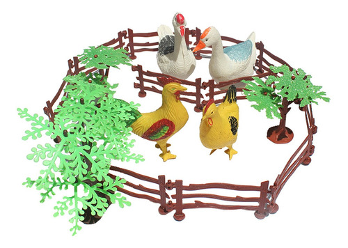 19pcs Set De Figura De Animal Gallo Ganso De Granja Juguetes