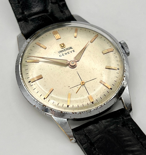Reloj Universal Geneve Calibre 1200 Años 50 A Cuerda #02 Negro Claro Plateada (Usado)
