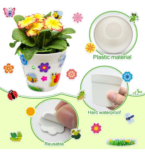 Kit De 30 Macetas Papel Jardín Con 216 Calcomanías Adhesivas
