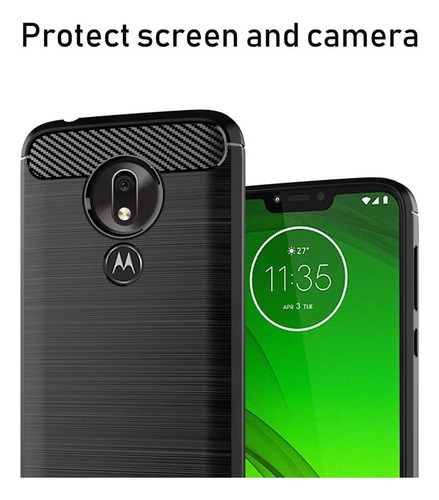 Funda Protector Slim Case Para Celular Moto G7 Power Negro Lisa