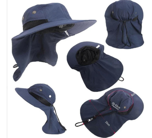 Imagen 2 de 4 de Gorro Capelina Sombrero Cubre Nuca Protección Uv Playa Pesca