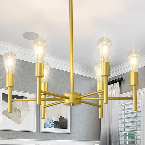 Candelabro Dorado Con 6 Luces De Montaje Empotrado Ajustable