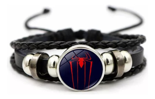 Pulsera Trenzada De Cuero Personaje Spider Man Regalo 