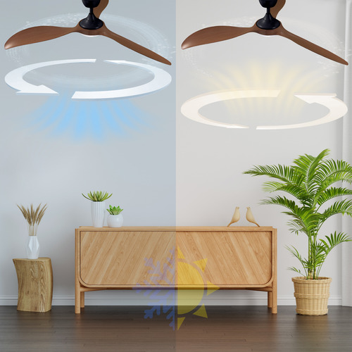 Ventilador Techo Minimalista 6 Velocidades Luz Ajustable 1.422 M 30-35w Acrílica Walnut 3