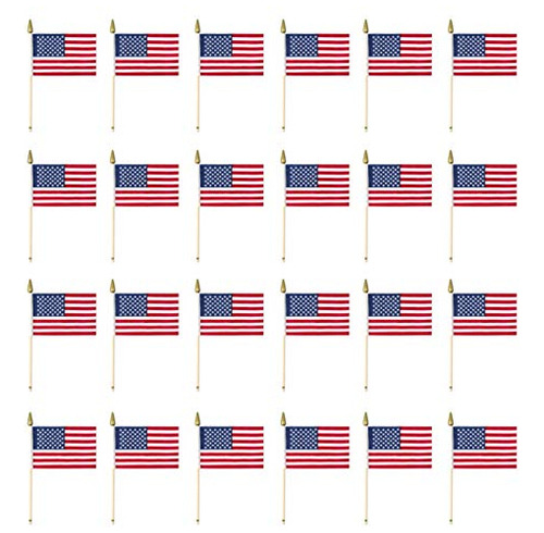 Banderas Americanas De Tela De Poliéster Palos De Made...