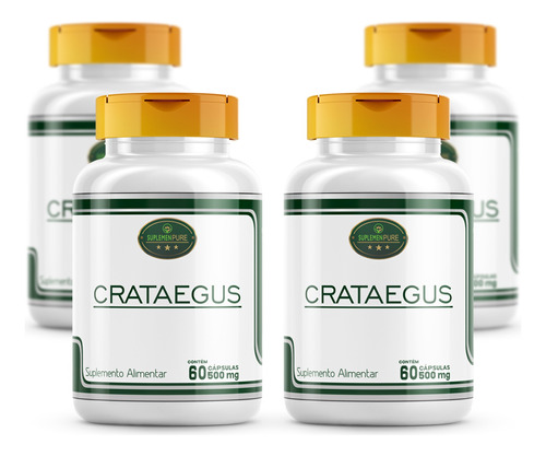 Crataegus Oxyacantha Puro Natural 240 Cápsulas 500mg 4 Potes