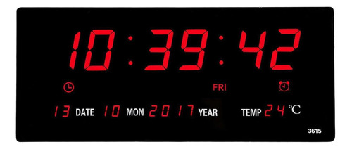 Relógio Digital Led Parede - Termômetro - Grande - Vermelho